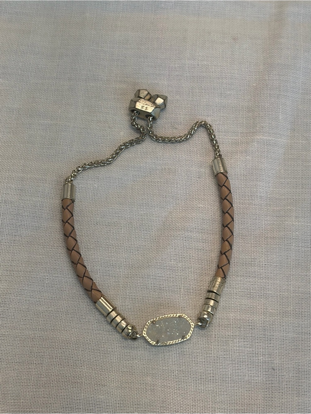 Kendra Scott Adjustable Tan Braided Leather and Gold Accent Women's Bracelet - Picture 3 of 5